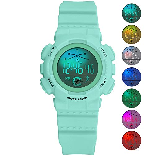 Digital Watch for Women, Small Dial Wrist Watch Women's and Girls' Multi-Functions Sports Watch (Turquoise)