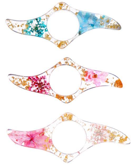 3 Pcs Dried Flower Book Page Holder, Transparent Floral Resin Reading Thumb Ring Holder Reading Ring Bookmark Book Reading Accessories Gift for Kid Student Bookworm School Office Library