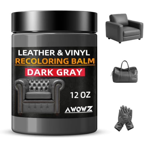AWOWZ Ledersofa Reparatur-Set – 300 ml Recoloring Balsam zur professionellen Aufarbeitung von verblassten & zerkratzten Ledermöbeln | Dunkelgrau Leder