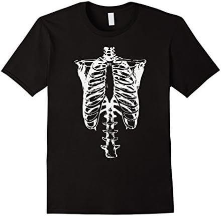 Mens Skeleton Halloween T-Shirt view through Heather Bue, Black Medium Black