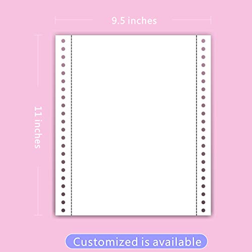 FirstZi Blank 9.5x11 Inches Continuous Feed Computer Paper Fanfold for Dot Matrix Printers, 1000 Count per Box, White 1 Part, Margin Perforated, Perfect for Receipts, Invoices, Bill List