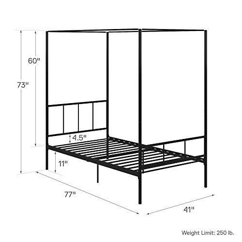 Novogratz Marion Canopy Bed Frame, Black, Twin Pricepulse