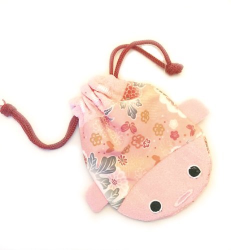 Japanese Chirimen Goldfish Cellphone Purse Cosmetic Bag (Large, Pink)