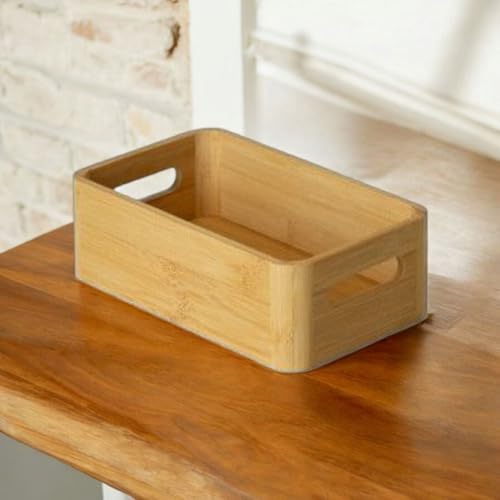 Caixa Organizadora de Bambu com Alças, 24x13x7,6 cm, Natural