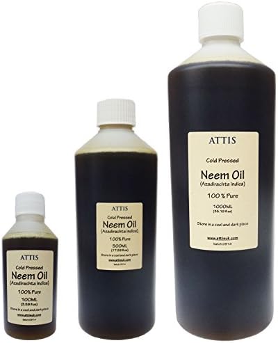 ATTIS Unrefined Cold Pressed NEEM SEED OIL | 100% Pure | 100ML, 500ML, 1000ML (500ml)