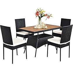 Tangkula 5 PCS Wicker Patio Dining Set, Outdoor