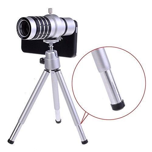 Shopping_Shop2000Â® 12x Aluminum Universal Manual Focus Telephoto Telescope Phone Camera Lens Kit + Mini Tripod + Case For iPhone 6 6s Plus (5.5") (iphone 6 6s Plus 12x Silver)