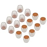 Shintop 16pcs Chair Leg Tips Caps Silicone Table Chair Leg Caps Anti-slip Prevent Scratches (Clear, Round)