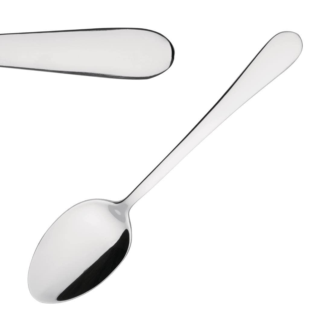 Olympia Buckingham Stainless Steel Dessert Spoon. Pack of 12, Size: 180(L) mm, High Polish Finish, Smooth Round Edges, Cake Pastry Spoon Cutlery for Canteen Café Restaurant Bar and Home Use | U880