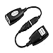 USB (Male) to RJ45 + USB (Female) USB Over Cat5/5e/6 Extension Adapter RJ45 -Up to 150ft Length