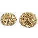 REECHO Thick 2PCS Updo Messy Hair Bun Curly Wavy Ponytail Extensions Hairpieces Hair Scrunchies for Women Girls Color Light Golden Blonde with Bleach Blonde Highlights