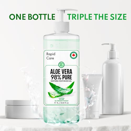 Aloe Vera Gel - 98% Pure - Made In Canada - Organic - 1 Liter - Pump Bottle