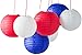 Bobee Red White and Blue Paper Lanterns, Party Decorations, 7 pack
