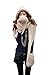TONWHAR Womens Cute Winter Thick Warm Long Hooded Scarf with Mittens (Beige)