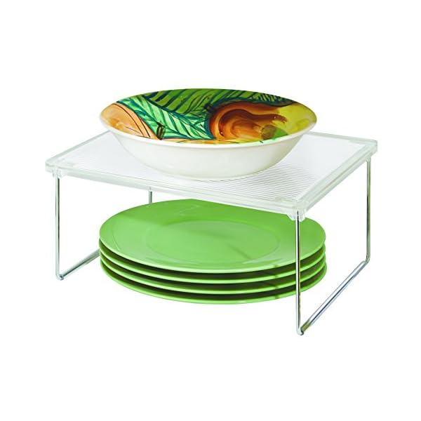 iDesign-Pantry-Unit-Shelf-Made-of-Durable-Plastic-and-Metal-Practical-Storage-Organiser-for-Food-Kitchen-Accessories-and-Utensils-ClearSilver-305cm-x-254cm-x-152cm iDesign Kitchen Cupboard Organiser, Shelf Storage Organiser for Food, Kitchen Accessoires made of Durable Plastc and…