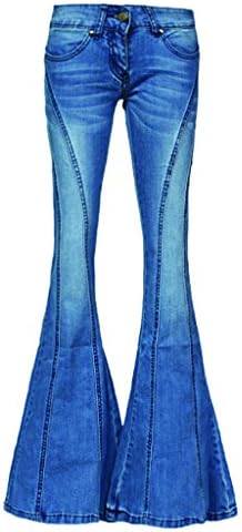 XTX Women Easticity Slim Flared Long Bell-Bottoms Jeans Plus Size 25 Dark Blue