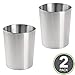 mDesign Round Metal Small Trash Can Wastebasket, Garbage Container Bin for Bathrooms, Powder Rooms, Kitchens, Home Offices - Pack of 2, Durable Brushed Stainless Steel