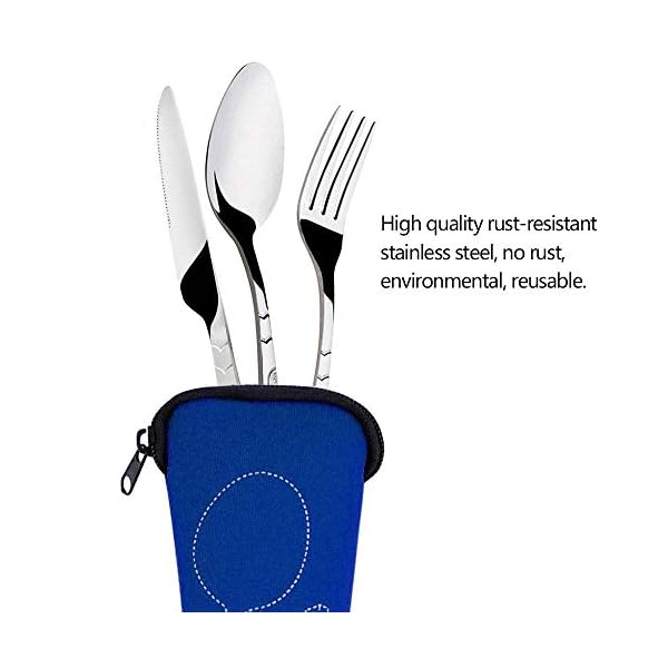 KingYH-3-Pack-Camping-Cutlery-Set-Traveling-Stainless-Steel-Picnic-Flatware-with-Carrying-Case-Openers-Portable-Reusable-Tableware-Set-for-Home-School-Traveling-Camping-Picnic-Working-Hiking KingYH 3 Pack Camping Cutlery Set Traveling Stainless Steel Picnic Flatware with Carrying Case Openers Portable Reusable Tableware Set for Home School Traveling Camping Picnic Working Hiking