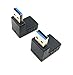 SinLoon 2pcs USB 3.0 up Down Male to Female Extension Adapter Combo Upward and Downward 90 Degree Right Angle USB 3.0 Super-Speed Connector Adapter(Black)