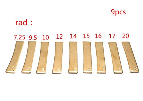 Timiy Golden Brass 7.25/9.5/10/12/1415/16/17/20Radian Fret Press Caul Insert for Acoustic/Electric Guitar Electric Bass 9pcs