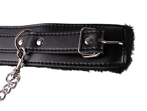 Jiuhexu Adjustable PU Leather Handcuffs Adjustable Soft Wrist Cuffs, Black