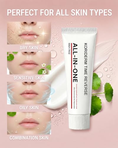 Koriderm Time Reverse Korean Skin Cream All-In-One for Face with Centella Asiatica Formula Collagen Hyaluronic Acid, Hydrating Moisturizer Nourishing Firming Fast Absorbing for Dry & Sensitive Skin