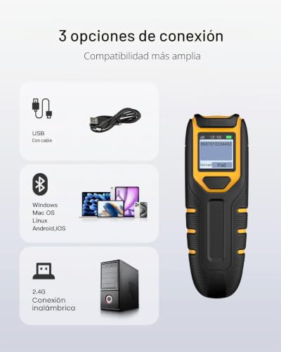 Inateck Portable 1D Wireless Barcode Reader with Display, 1000mAh Long Lasting Battery, 105g, with App and SDK, Compatible with iOS Android PC POS, BCST-49