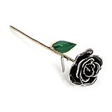 Eplze Long Stem 24k Gold-trimmed Rose with Stand in Gift Box (Black)