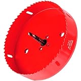 Eliseo 6 Inch 152mm Hole Saw Blade For Cornhole Boards , Corn Hole Drilling Cutter With Hex Shank Drill Bit Adapter For Cornhole Game , Carbon Steel & BI-Metal Heavy Duty Steel( Red )