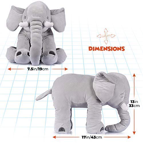 Adorable Stuffed Elephant Toy - Cute Soft Plush Cuddly Fabric - Great Gift Idea for Kids & Adults