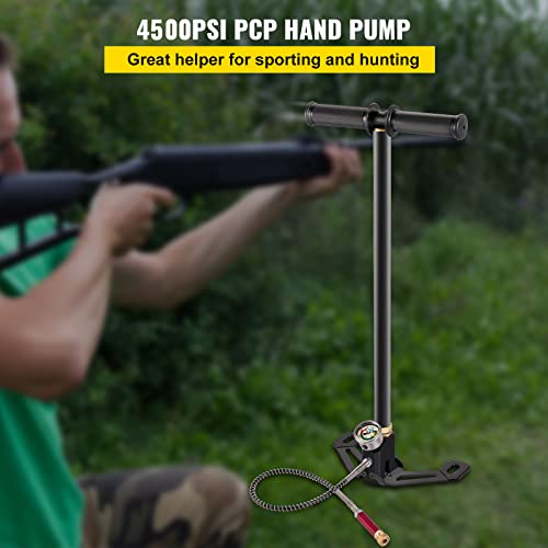 VEVOR PCP Air Pump, 3 Stage PCP Hand Pump, 4500psi High Pressure Air Pump with Gauge, Multi