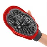 Premium Quality 2-1 Pet Grooming Rubber Glove Tool For Cats & Dogs By ExotiX – Pet Hair Remover Mitt With Velcro Strap – One Size Fits All – Lightweight & Eco-friendly – Ideal Gift For Pet Lovers