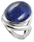 Sterling Silver Ring with Oval Lapis Lazuli Stone (BTS-NRB6618/LP/R) - Size 11