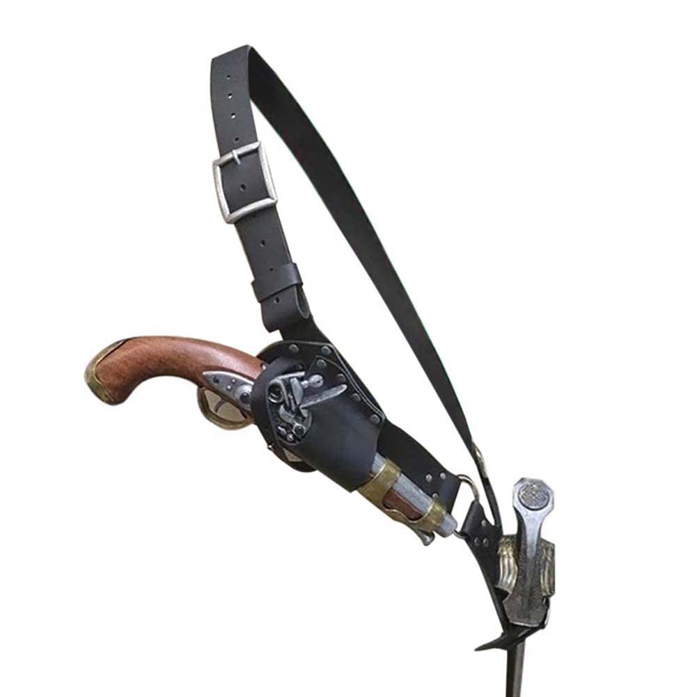Renaissance Medieval Knight Flintlock Strap Double Holste Adjustable Steampunk Pirate Warrior Cosplay Halloween Accessoires (81# Brown)