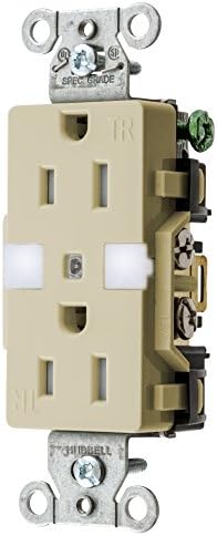 Bryant Electric DRS15NLI Combination LED Nightlight with Automatic Sensor and Decorator Tamper-Resistant Duplex Receptacle, 15 Amp/125V, Ivory