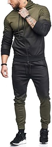 GETHIS Men Gradient Sport Suit Contrast Jogging Full Sweatsuit Zipper Hoodies Tracksuit Outfit