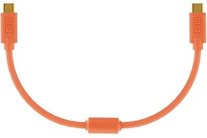 DJ TechTools Chroma Cable – USB-C to USB-C Cable | 100W Power Delivery, 10Gbps, 4K60, Ferrites & 56k? Resistor | Audio-Optimized, Color-Coded with Cable Tie | Neon Orange 0.8ft (025M) Straight
