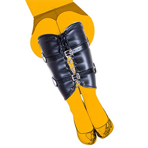 BDSM Bondage Restraint PU Leather Bound Leg Straps Ankle Foot Harness Slave Leg Cuff Binder Adults Sex Toys for Woman,Black