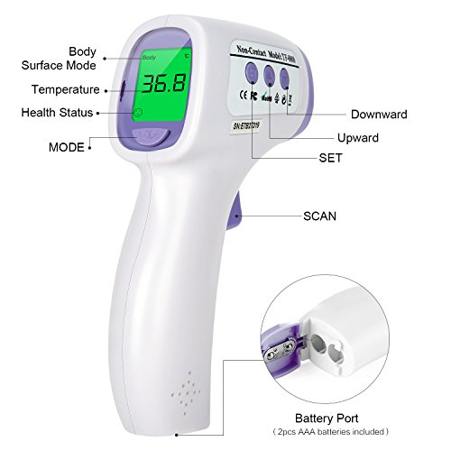 Baby Forehead Thermometer, YEVITA Digital Infrared Baby Food Thermometer Gun, Medical Grade Temporal Electronic No Touch for Kids Children Toddlers Adults, 0.5s Fast Read, FDA Approved