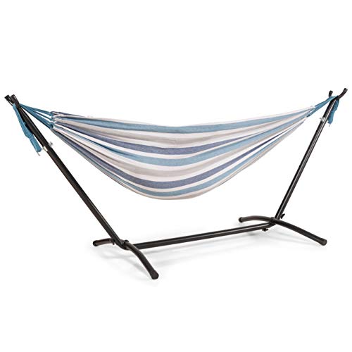 WOMA Hängematte mit Gestell für 2 Personen in 5 Farben - 160 x 241 cm Liegefläche - Hängematte Indoor & Outdoor aus…