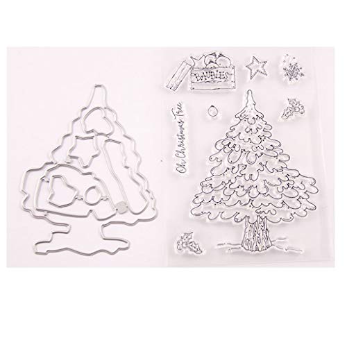 BUZHI Clear Stamp and Dies Set Merry Christmas Stamp with Dies for Scrapbooking 3D Card Making DIY Decoration Tools