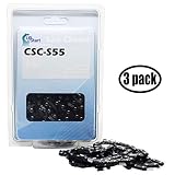 3-Pack 16" Semi Chisel Saw Chain for Stihl HTE 60 Pole Pruner Chainsaws - (16 inch, 3/8" Low Profile Pitch, 0.050" Gauge, 55 Drive Links, CSC-S55)