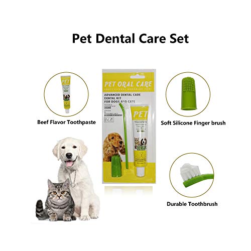 Puppycute 2 Pack Pet Toothbrush and Toothpaste for Dogs & Cats, Best Soft Silicone Pet Finger Toothbrush for Small Dogs Puppy Doggy, Dog Toothpaste Beef Flavor - Thumbnail 4