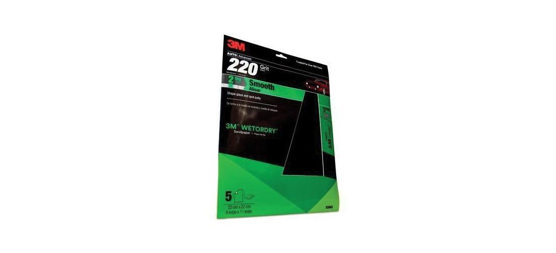 3M Wetordry Sandpaper, 32043, 220 Grit, 9 in x 11 in, 5 Sheets Per Pack