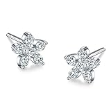 AoedeJ Tiny Flower Stud Earrings 925 Sterling Silver Earrings Cubic Zirconia Crystal Earrings for Girls Women