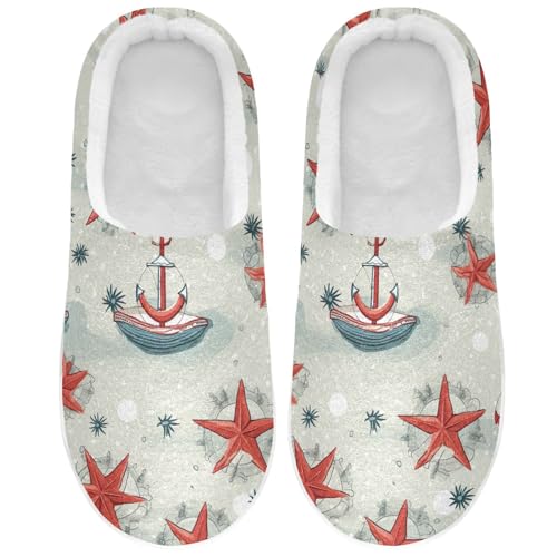 FULUHUAPIN Anchor Cotton Slippers Men's and Women's House Shoes ​,Indoor and Outdoor Non Slip Slippers 20323869