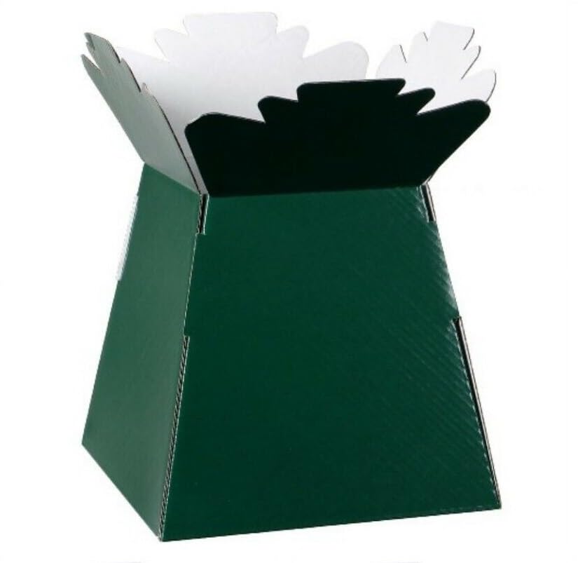 INERRA Florist Boxes - Living Vases for Flower Bouquet Box Making - Pack of 10 (Dark Green)
