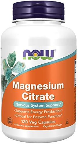 NOW Supplements, Magnesium Citrate, Enzyme Function, Nervous System Support, 120 Veg Capsules