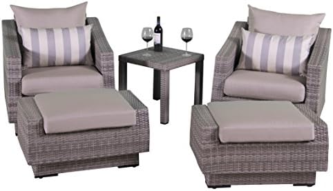 RST Brands Cannes Slate 5 Piece Club Chair and Ottoman with Side Table