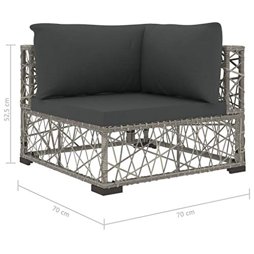 Festnight 6-TLG. Garten-Lounge-Set mit Auflagen Poly Rattan Grau – Bild 8